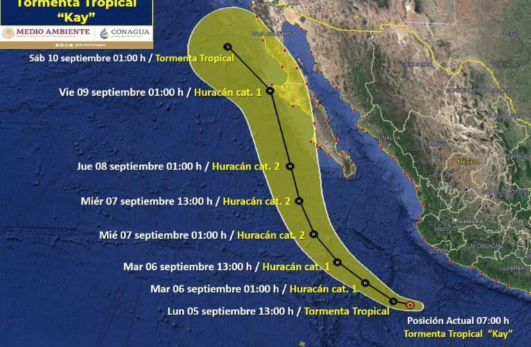 La Tormenta Tropical «Kay» se aleja de Guerrero, esta mañana se ubica al suroeste de Michoacán y Colima