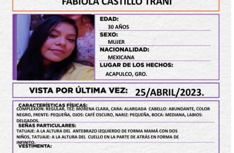 Activan Alerta Violeta por otra mujer desaparecida en Acapulco